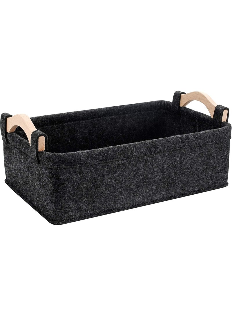 KWLET Small Storage Baskets Felt Rectangle Basket Storage Bins for DVD CD Record Cord Books Video Electronics Items Remote TV Cabinet Organizer with Handles - Image 1