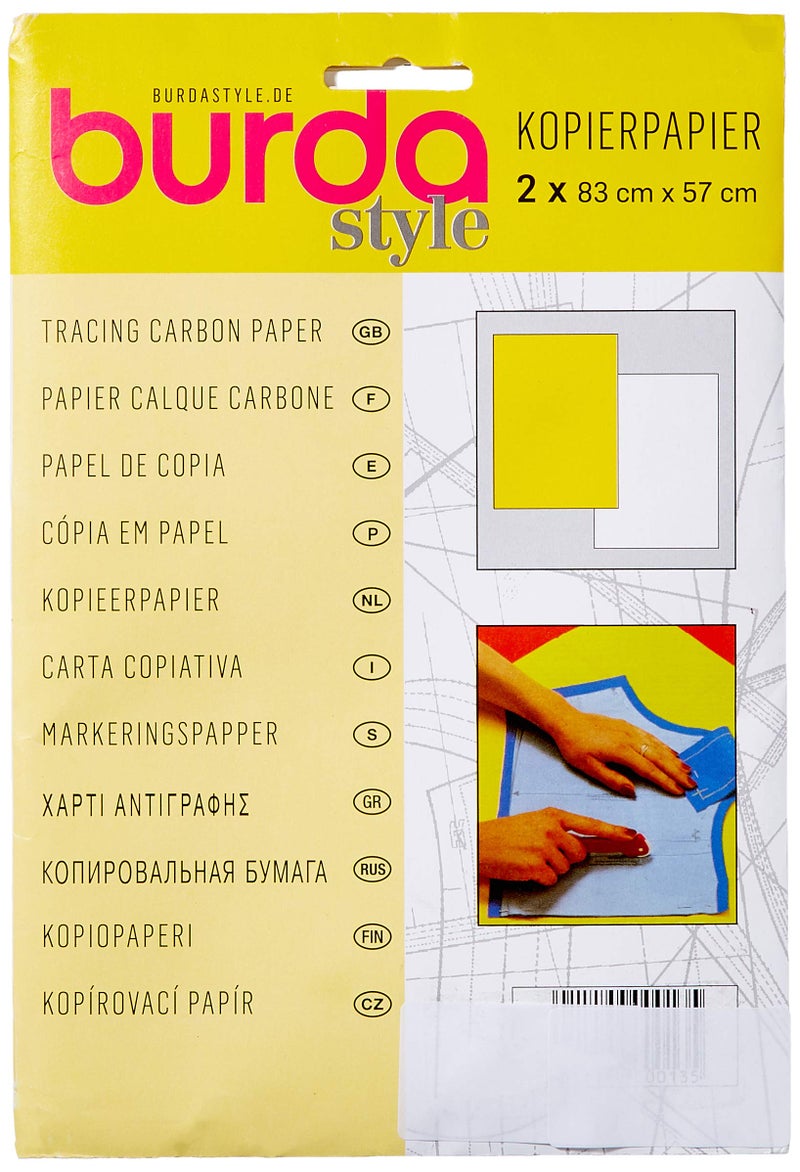 Burda 2Gcar Yellow and White Tracing Carbon Paper 83 x 57 cm 2 Sheets One Size Z001608