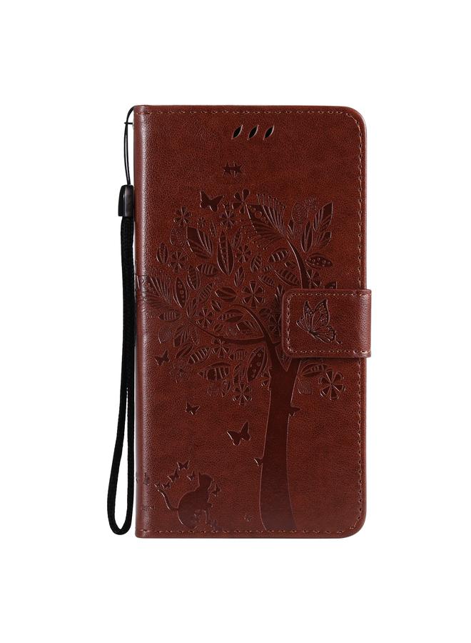 Zaboon Case For Huawei P50 Tree & Cat Pattern Pressed Printing Horizontal Flip PU Leather Case with Holder & Card Slots & Wallet & Lanyard - Image 2