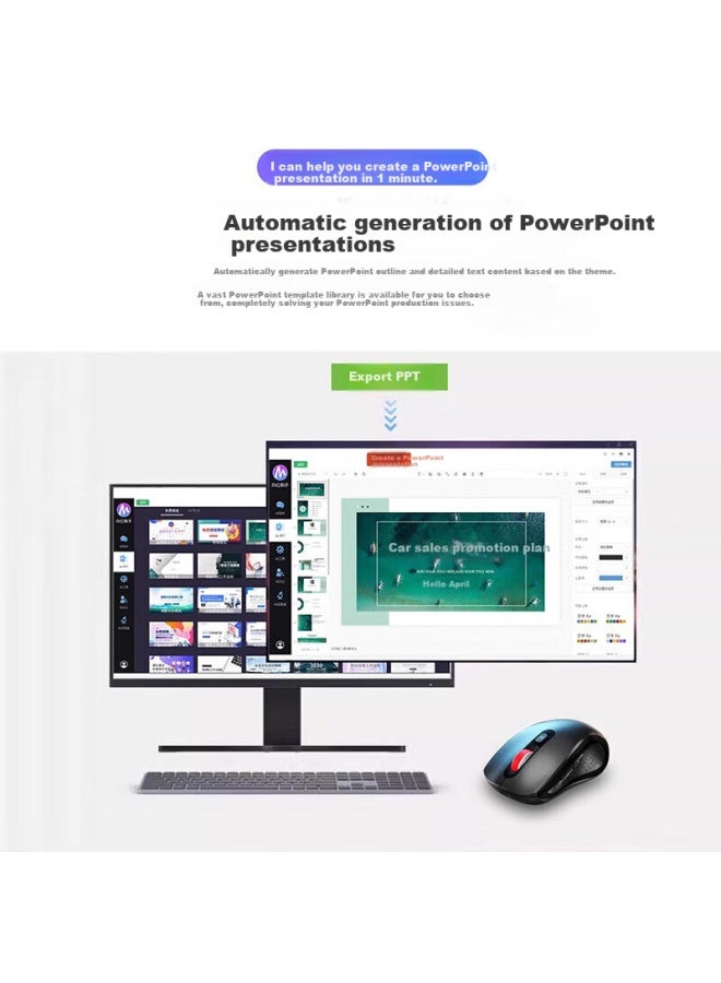 Shinco Intelligent Ai Voice Office Mouse Bluetooth Gaming Mouse Wireless Bluetooth Dual Mode M3 Black - Image 2