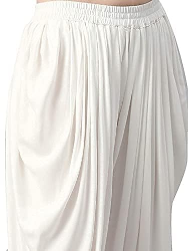 KBNBJ Women's Mid Rise Loose Fit Rayon Dhoti Pant Patiala Slawar Bottom Wear Harem Pants (Free Size, White) - Image 3