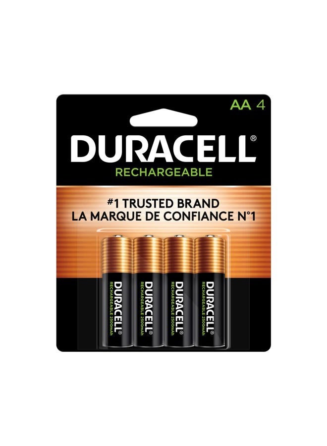 Duracell بطاريات دوراسيل القابلة لإعادة الشحن AA، عبوة 4 قطع، بطارية AA لطاقة طويلة الأمد، بطارية مسبقة الشحن لجميع الأغراض للأجهزة المنزلية والتجارية - Image 1