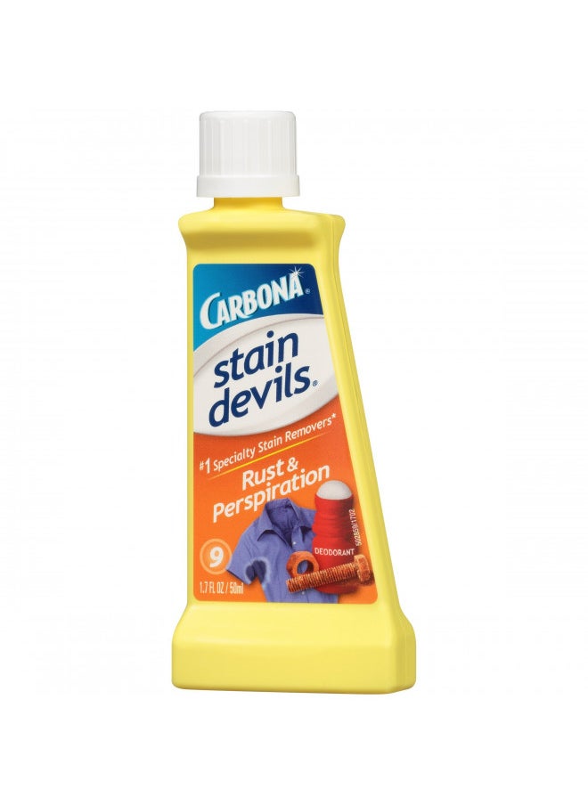 Carbona Stain Devils® #9 Rust & Perspiration | Professional Strength Laundry Stain Remover | Multi-Fabric Cleaner | Safe On Skin & Washable Fabrics | 1.7 Fl Oz, 1 Pack