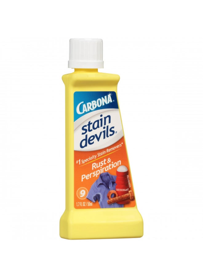 Carbona Stain Devils® #9 Rust & Perspiration | Professional Strength Laundry Stain Remover | Multi-Fabric Cleaner | Safe On Skin & Washable Fabrics | 1.7 Fl Oz, 1 Pack