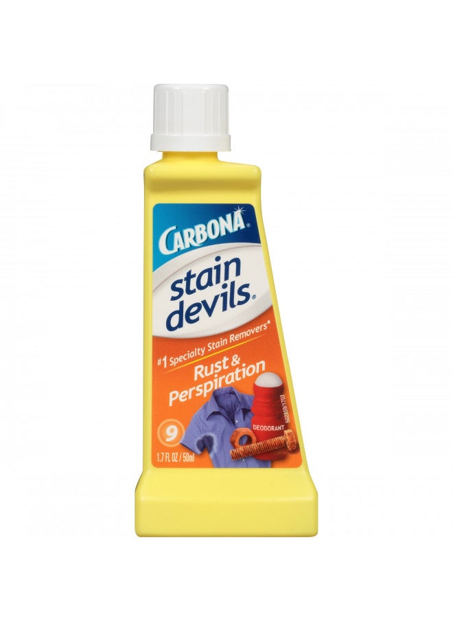 Carbona Stain Devils® #9 Rust & Perspiration | Professional Strength Laundry Stain Remover | Multi-Fabric Cleaner | Safe On Skin & Washable Fabrics | 1.7 Fl Oz, 1 Pack