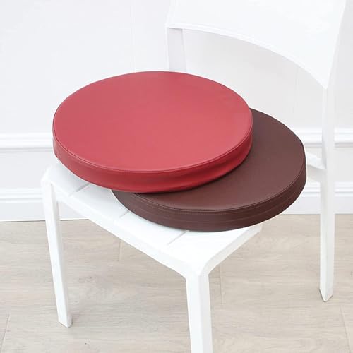 OGFC 802048 Waterproof Cushion, Round PU Leather Seat Cushion Solid Color Ultra Soft Thick Chair Pad Meditation Pillows Floor Cushion Great for Garden Patio 40x40cm(16x16in) Brown - Image 3
