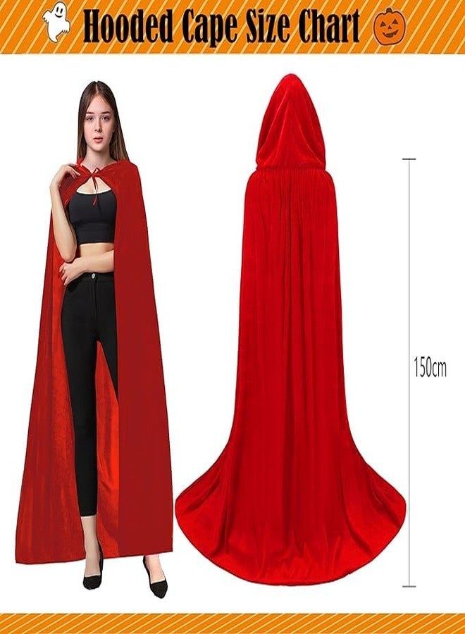 Partysanthe 150cm Cloak Velvet Cape with Hood Halloween Capes Women Witch Costume Vampire Cloak Wizard Robe Men Cosplay Costume 1pcs - Image 3