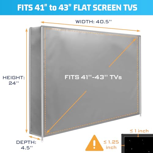 2win2buy Outdoor TV Cover 41 to 43 Inch Weatherproof, Waterproof Outside TV Covers Heavy Duty 600D Oxford TV Covers Outdoor TV Screen Protectors Shield with Zippers for Flat Screen Outdoor TVs - Image 5