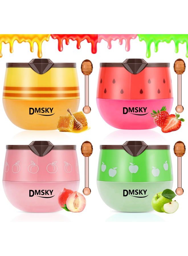 DMSKY 4PCS Bee Lip Balm Lip Mask Honey Pot, Honey & Strawberry & Peach & Apple Propolis Lip Mask Overnight Moisturizing Honey Balm with Stick for Dry Cracked Lips - Image 1
