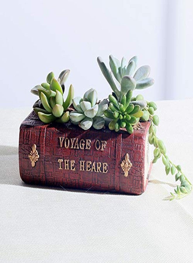 EMiEN Resin Cute Small Succulent Pots with Drainage,Succulent Planters,Air Plant Flower Pots Cactus Faux Plants Containers,Animal Planter (Big Book) - Image 3