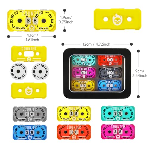 FIGURESLAB 6Pcs MTG Life Counter Twin Digits with Metal Box Tracker Life Counter for Board Games Compatible with Magic Card Games Accessories RPG DD CCG TCG Tabletop Board Games - Image 5