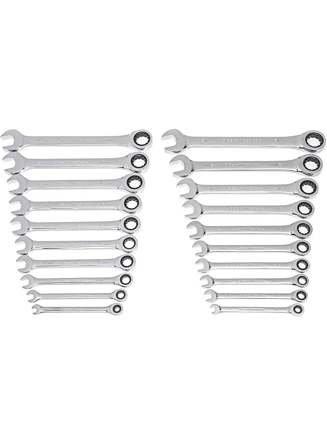 GearWrench 20 Pc. Ratcheting Combination Wrench Sae Metric 35720A 02 - Image 1