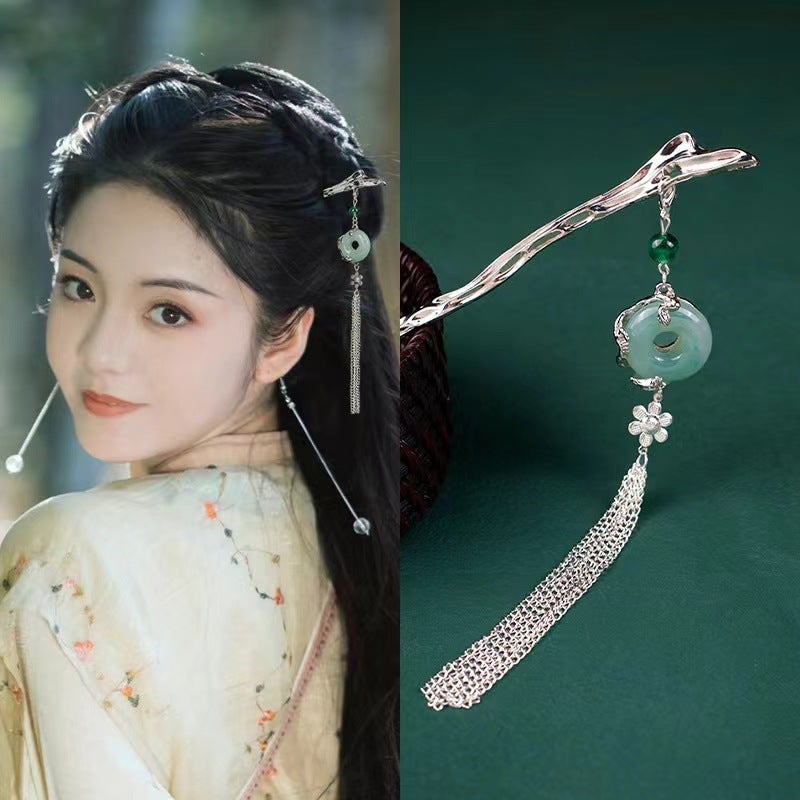 Generic Elegant Tassel Hairpin with Traditional Chinese Style Yu Pei Fringed Hairpin 