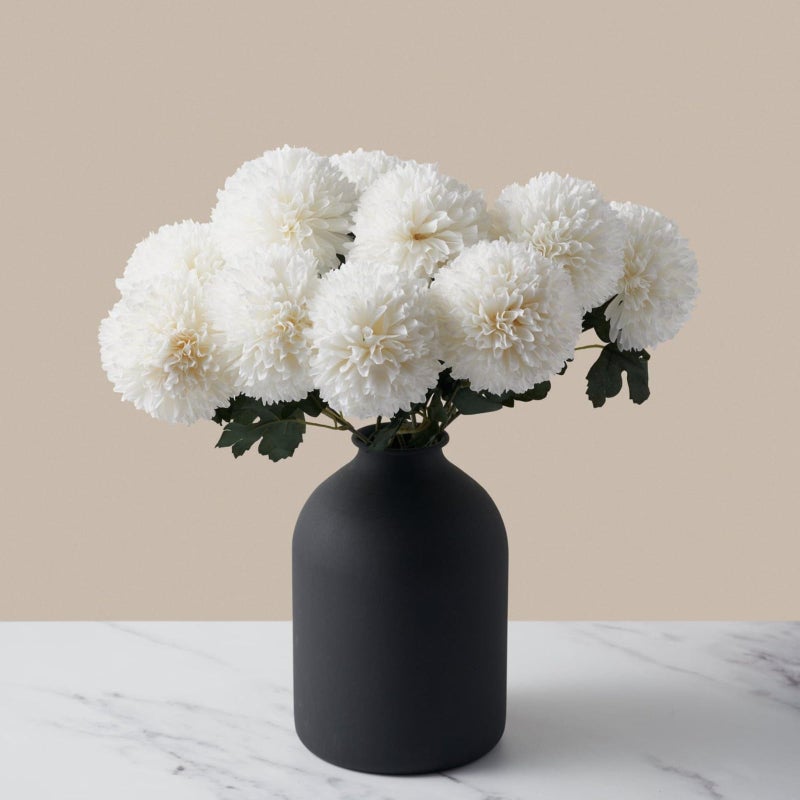 Large Faux Kiku Flower White  10 Stems Bulk Silk Flowers For Home Decor Indoor Realistic Artificial Flowers Fake White Flowers Real Touch Flowers Flores Artificiales Para Centro De Mesa
