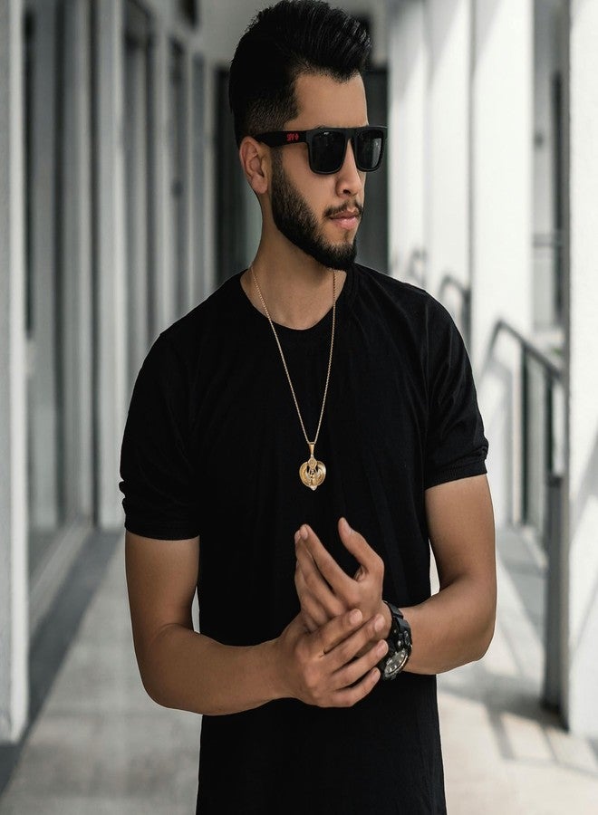 AsAlways 18k Gold Plated Egyptian Winged Scarab Beetle Pendant Stainless Steel Inlay CZ Eye of Ra Hip-hop Amulet Necklace Jewelry Gift - Image 2