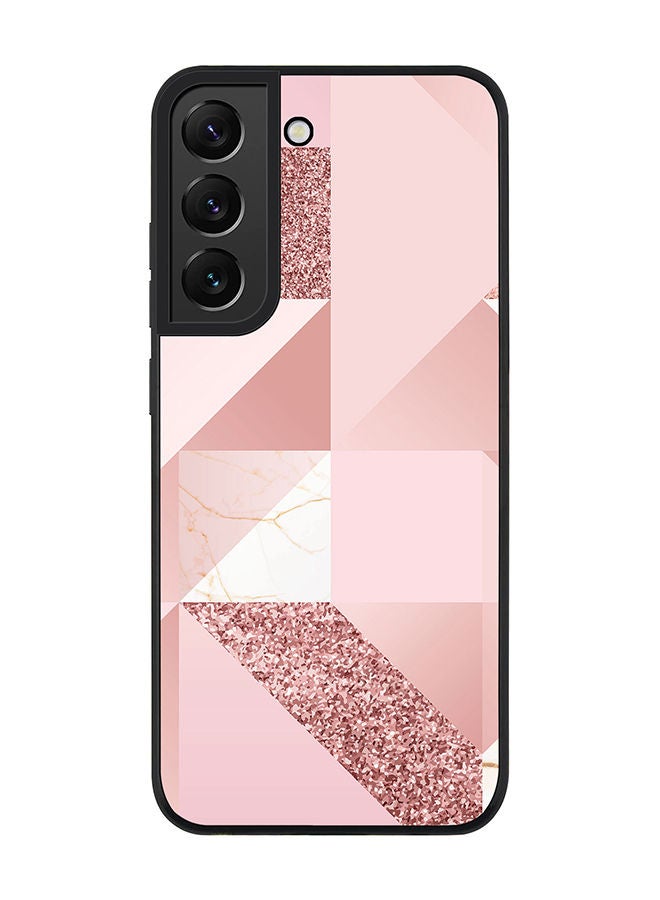 Stylizedd Rugged Black edge case for Samsung Galaxy S21 FE 5G Slim fit Soft Case Flexible Rubber Edges Anti Drop TPU Gel Thin Cover - Marble Pink Geometric - Image 1