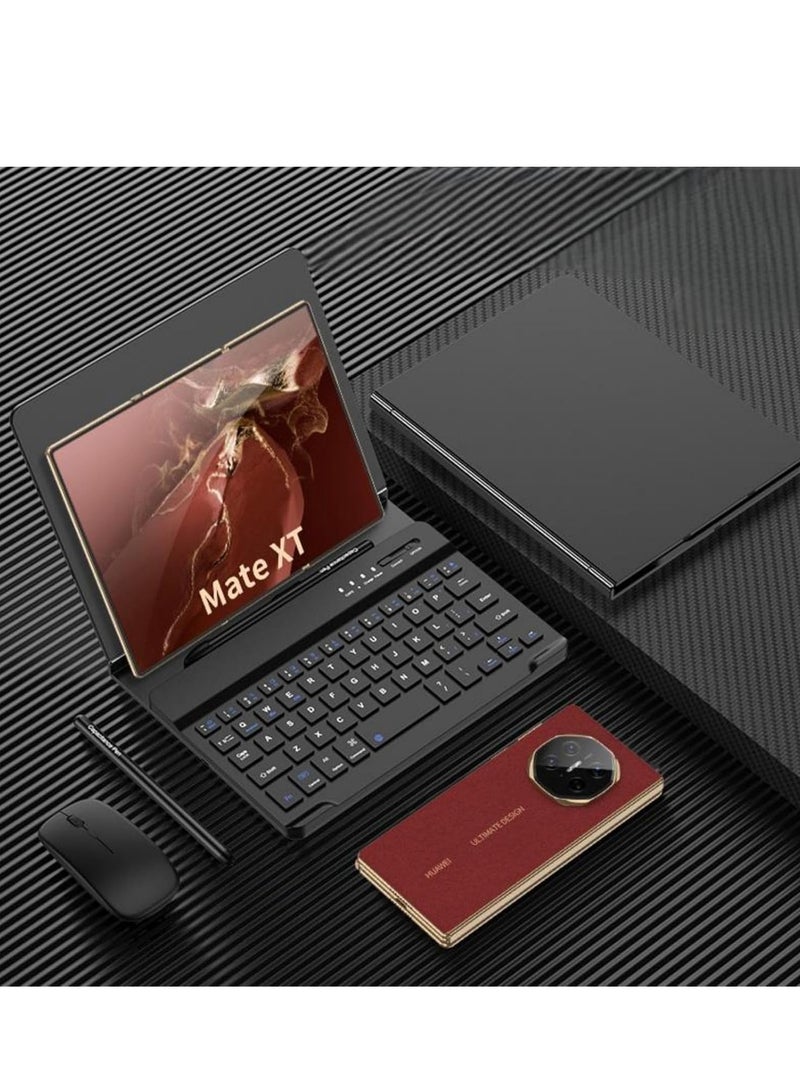لوحة مفاتيح لاسلكية متوافقة مع Huawei Mate XT، مع غطاء حماية معدني قابل للطي، لوحة مفاتيح بلوتوث وماوس، مع قلم سعوي وحامل قلم لهواوي ميت XT (أسود) - Image 1