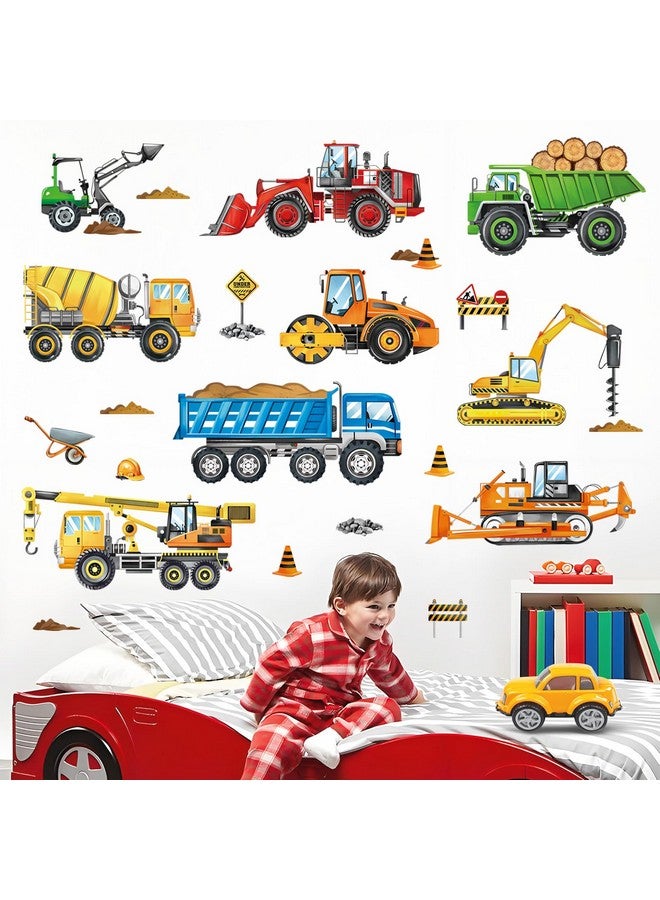 decalmile Construction Vehicles Wall Decals Cars Truck Tractor Wall Stickers Baby Nursery Boys Bedroom Kids Playroom Wall Decor - Image 3