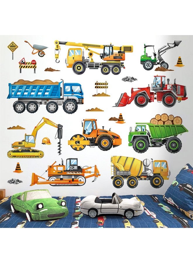 decalmile Construction Vehicles Wall Decals Cars Truck Tractor Wall Stickers Baby Nursery Boys Bedroom Kids Playroom Wall Decor - Image 2