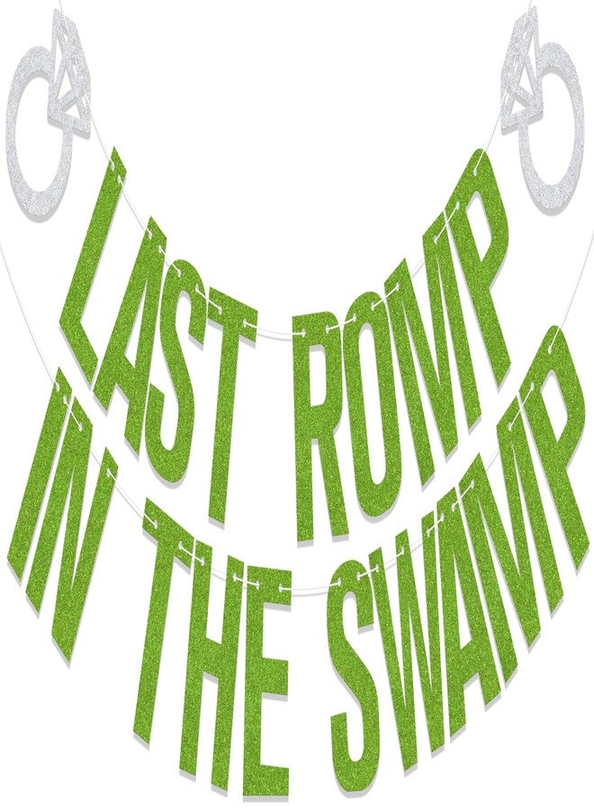 WFKLDF Last Romp in the Swamp Banner Swamp Theme Bachelorette Party Decorations Funny Engagement Bridal Shower Party Decorations Green - Image 1