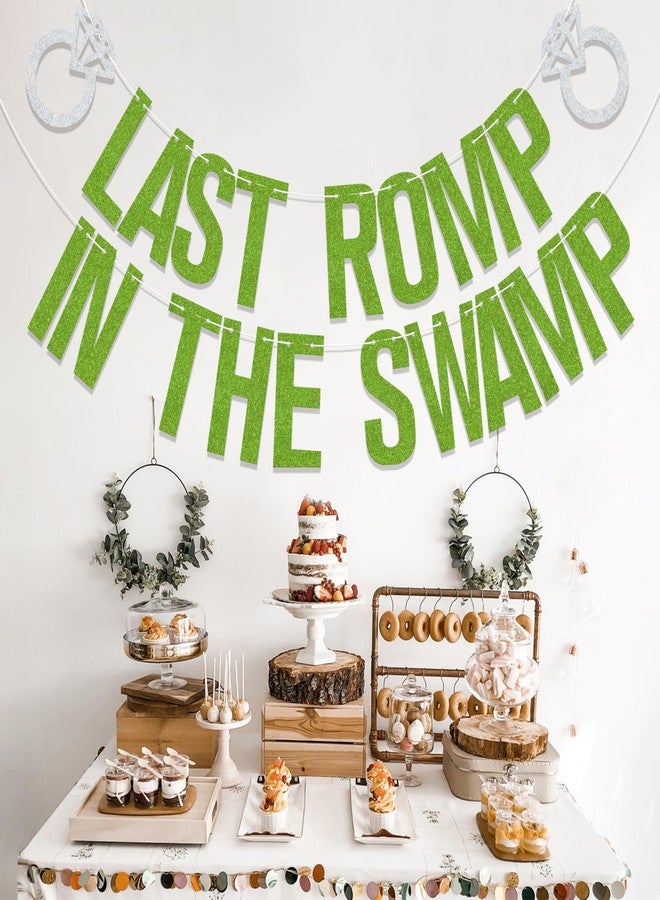 WFKLDF Last Romp in the Swamp Banner Swamp Theme Bachelorette Party Decorations Funny Engagement Bridal Shower Party Decorations Green - Image 4