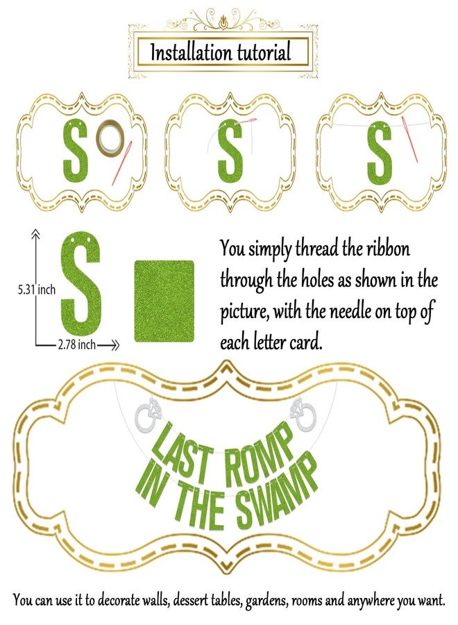 WFKLDF Last Romp in the Swamp Banner Swamp Theme Bachelorette Party Decorations Funny Engagement Bridal Shower Party Decorations Green - Image 2
