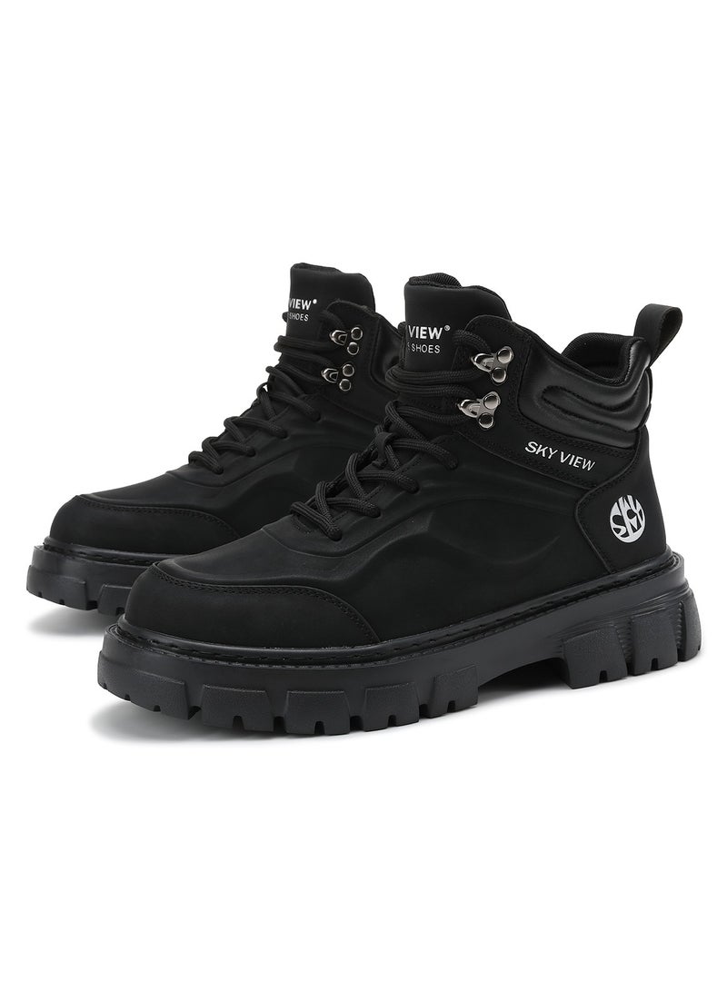 Sky View SKY VIEW Men's Fashion Shoes High Top Platform Light Martin Boots Casual Athletic Hiking Shoes Chunky Walking Sneakers For Men Black-03  - Image 1