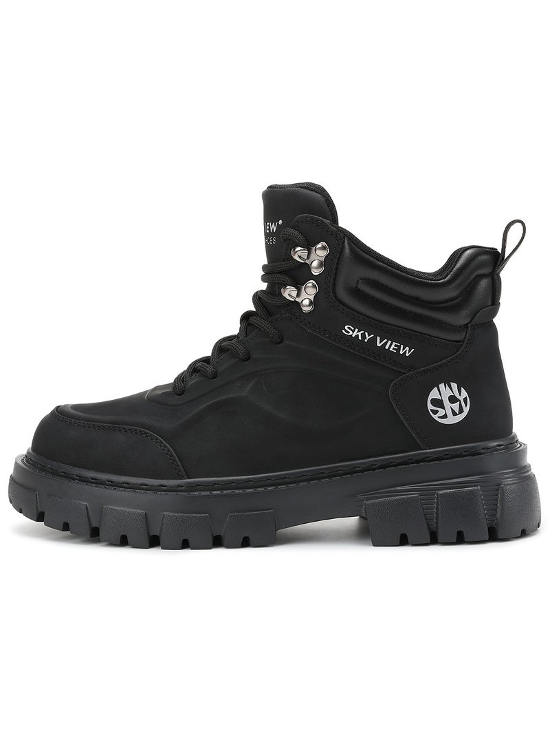 Sky View SKY VIEW Men's Fashion Shoes High Top Platform Light Martin Boots Casual Athletic Hiking Shoes Chunky Walking Sneakers For Men Black-03  - Image 4