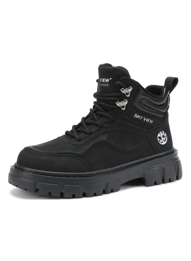 SKY VIEW Men's Fashion Shoes High Top Platform Light Martin Boots Casual Athletic Hiking Shoes Chunky Walking Sneakers For Men Black-03 - Image 1