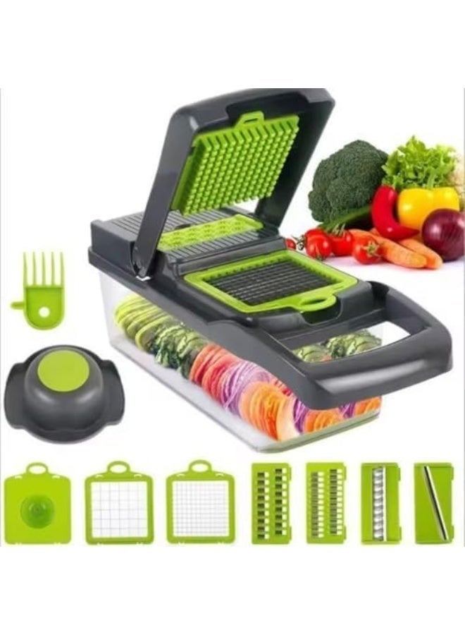 Exquisite Veggie Slicer 14 Pieces Hand Operated Vegetable Slicer, Veggie Chopper, Food Chopper, Onion Cutter. - Image 2