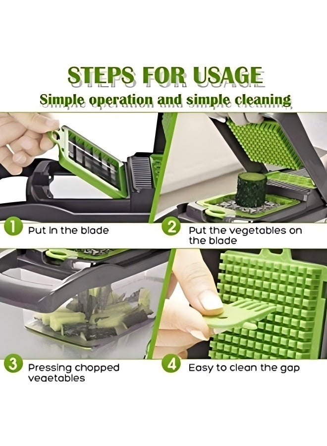 Exquisite Veggie Slicer 14 Pieces Hand Operated Vegetable Slicer, Veggie Chopper, Food Chopper, Onion Cutter. - Image 4