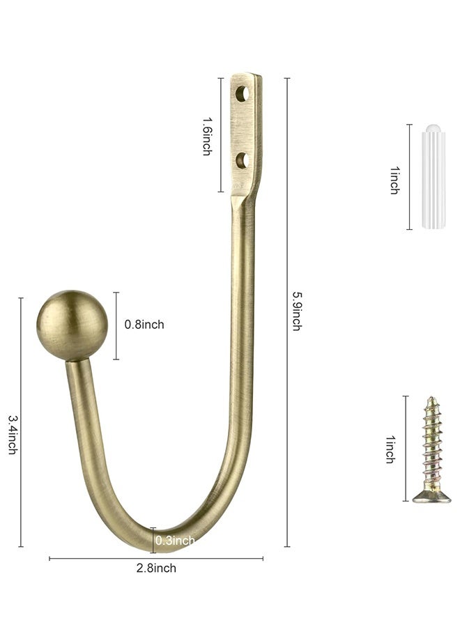 4 قطع من مثبتات الستائر، حامل ستائر مثبت على الحائط، خطاف نافذة عتيق للديكور المنزلي، نحاس عتيق - Image 5