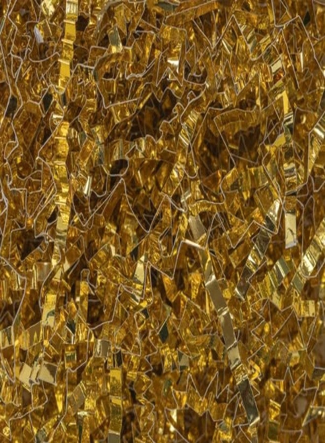Shunzar Premium Crinkle Cut Paper Filler for Gift Baskets, Boxes, and Crafts, Shredded Paper for Weddings, Birthdays, Holidays, and DIY Projects, 2lb Pure Gold