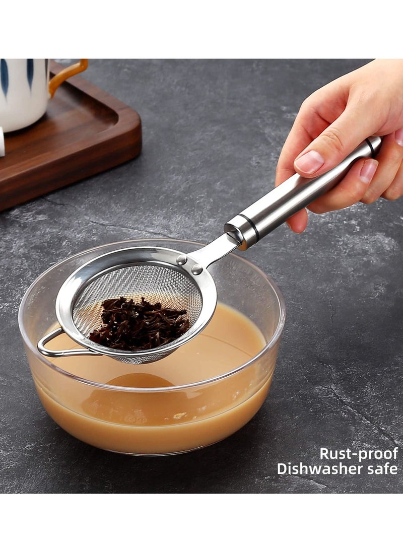 NIBEMINENT - SYOSI Stainless Steel Fine Mesh Strainers for Kitchen, Colander-Skimmer with Handle, Sieve Sifters - Image 1