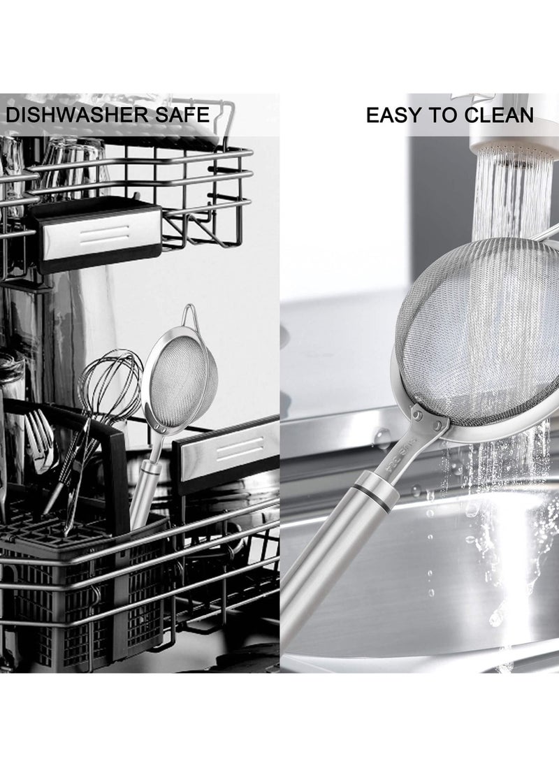 NIBEMINENT - SYOSI Stainless Steel Fine Mesh Strainers for Kitchen, Colander-Skimmer with Handle, Sieve Sifters - Image 1