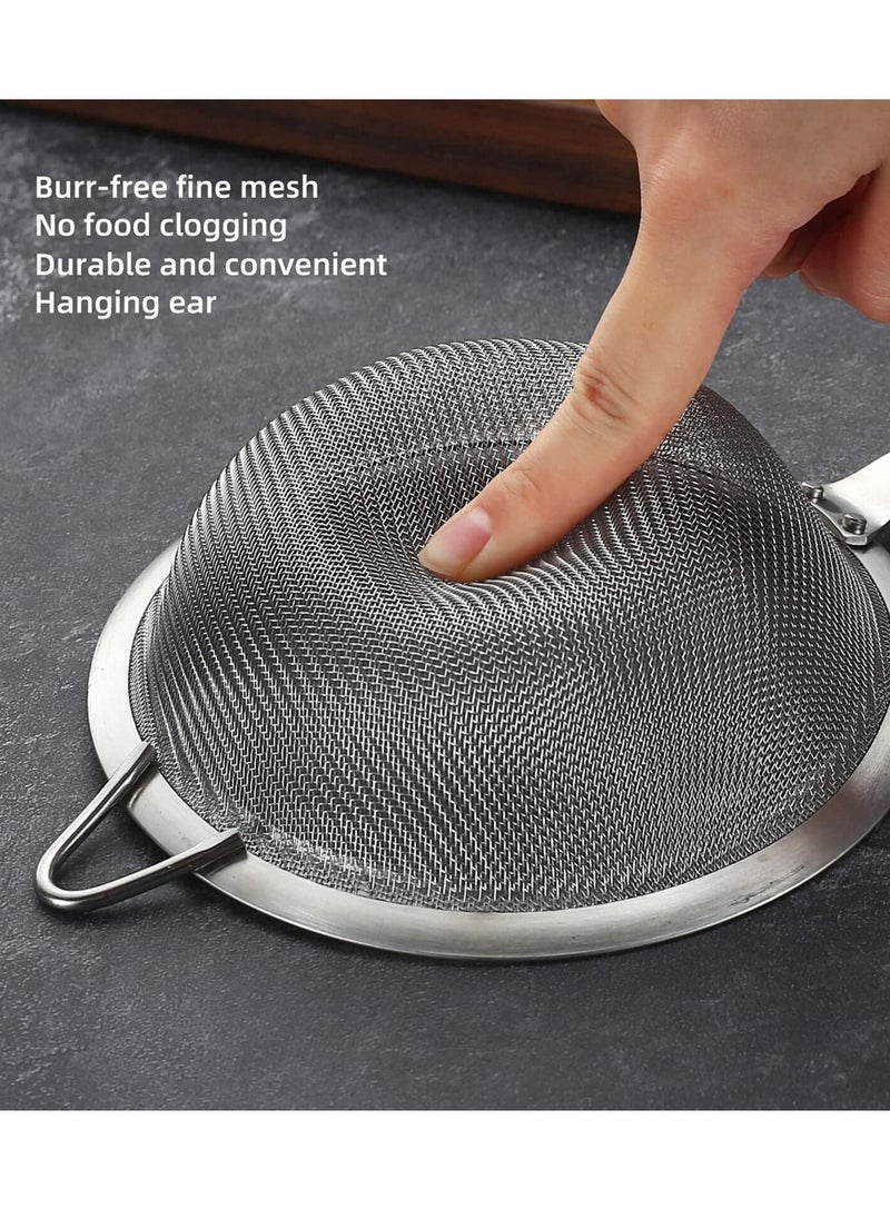 NIBEMINENT - SYOSI Stainless Steel Fine Mesh Strainers for Kitchen, Colander-Skimmer with Handle, Sieve Sifters - Image 1