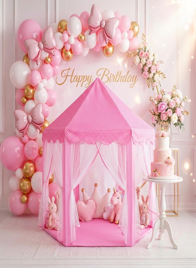 wilwolfer Princess Castle Play Tent for Girls Large Kids Play Tents Hexagon Playhouse with Star Lights Toys for Children Indoor Games (Pink) - Image 5