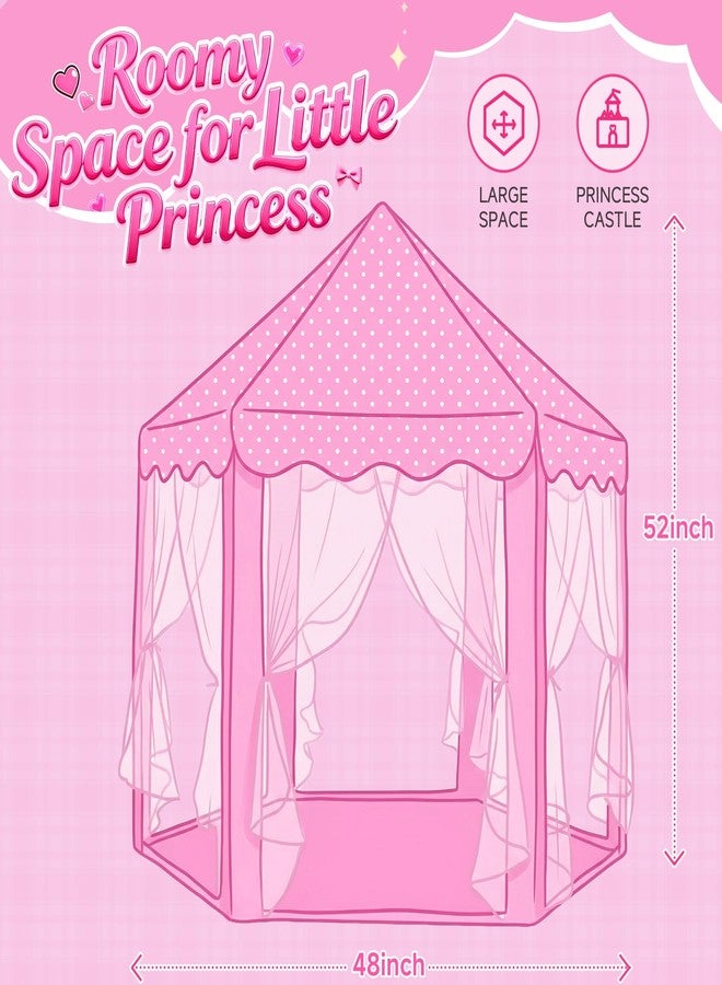 wilwolfer Princess Castle Play Tent for Girls Large Kids Play Tents Hexagon Playhouse with Star Lights Toys for Children Indoor Games (Pink) - Image 3
