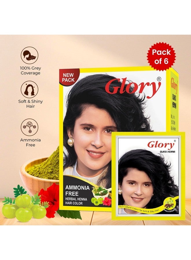 Glory Herbal Henna Hair Color - Pack Of 6 (Black) - Image 2