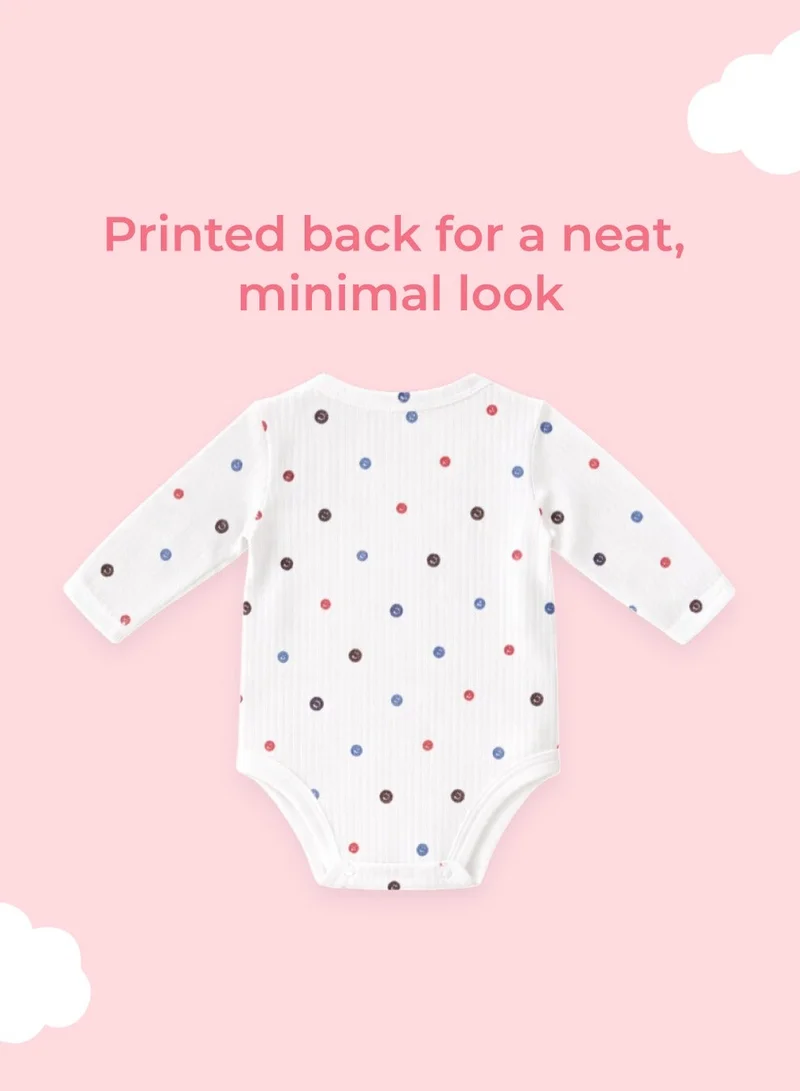 Luay Single Unisex 100% Bamboo based Ultra-Soft fabric Onesies with Dots Print-White  | Best Price UAE