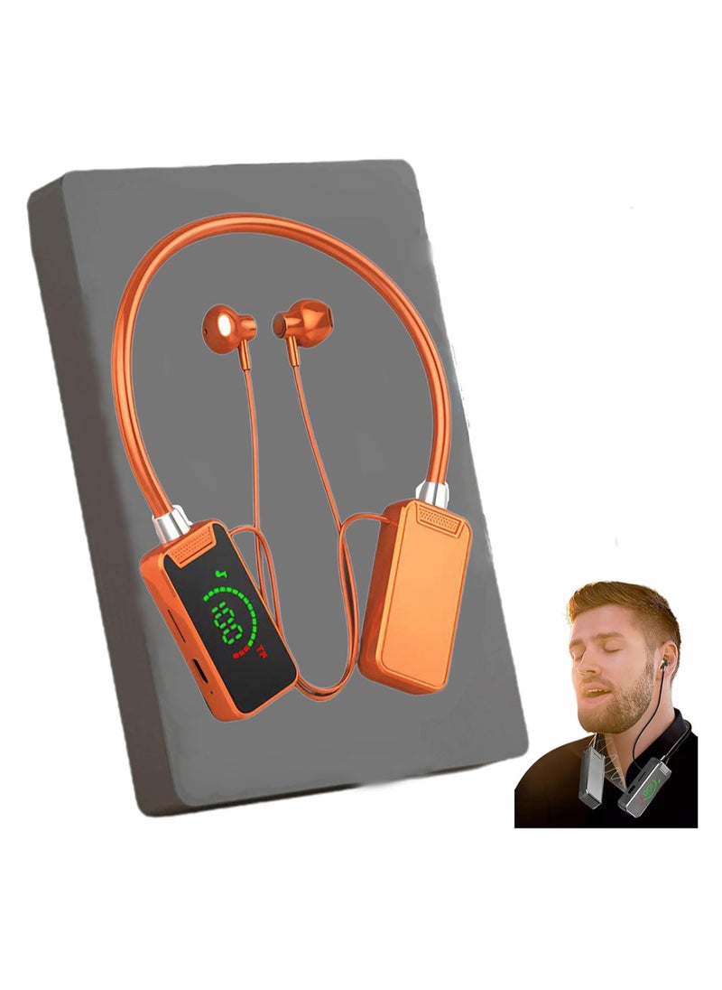 Generic Wireless Sound Card Live Streaming and Audio Editing Headphones, Waterproof Neckband Bluetooth Headphones with Display, Live Streaming Headphones (Orange)  - Image 1