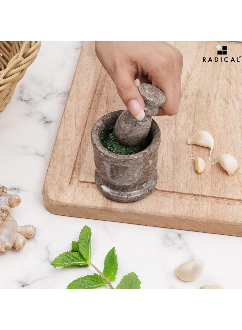 RADICALn Oceanic Marble Mortar & Pestle Set | 2.5" Handmade Spice & Herb Grinder | Kitchen Accessories - Image 2