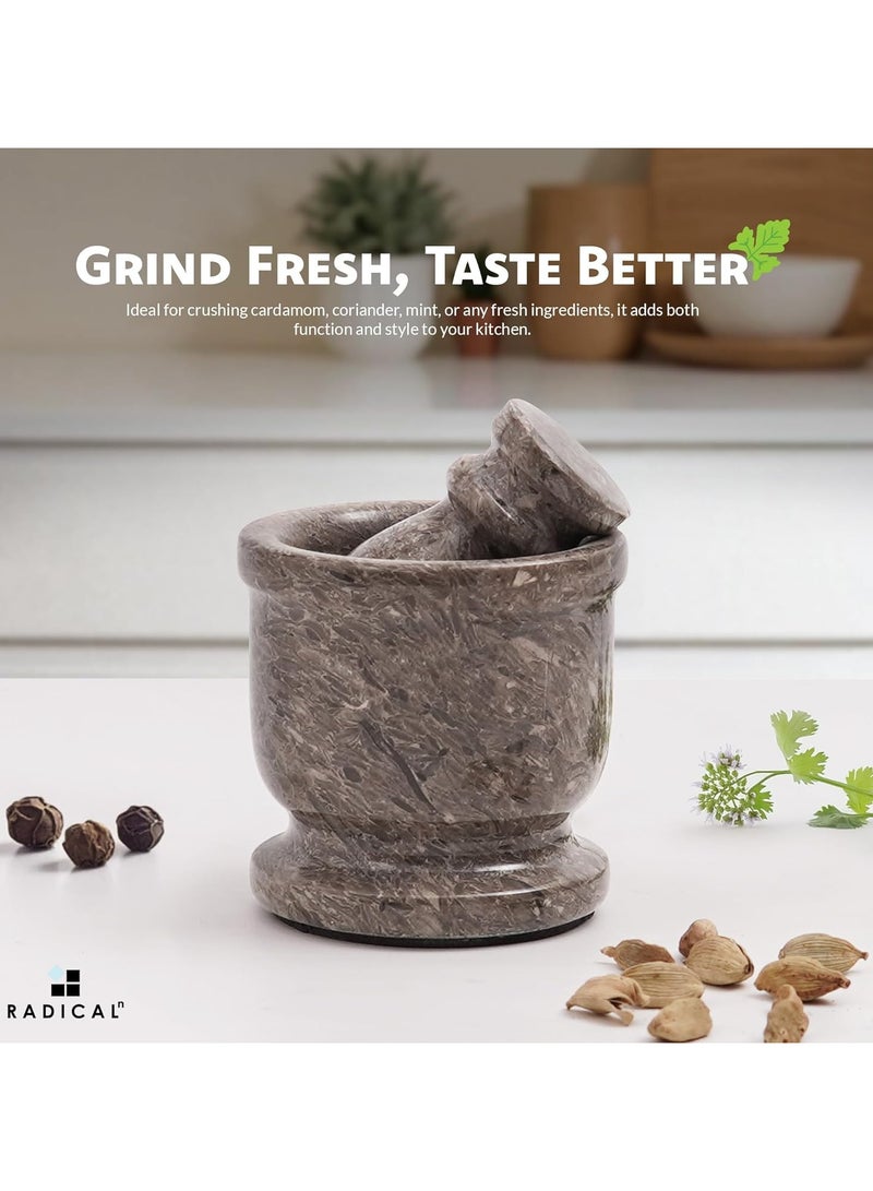 RADICALn Oceanic Marble Mortar & Pestle Set | 2.5" Handmade Spice & Herb Grinder | Kitchen Accessories - Image 3