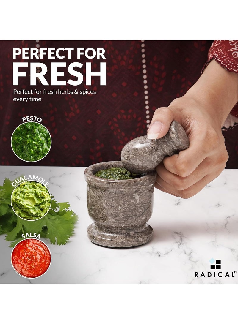 RADICALn Oceanic Marble Mortar & Pestle Set | 2.5" Handmade Spice & Herb Grinder | Kitchen Accessories - Image 4