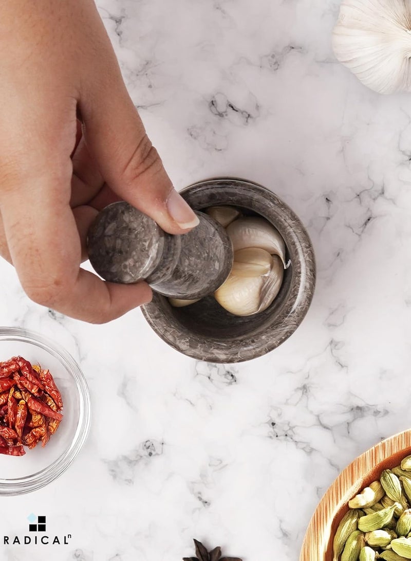 RADICALn Oceanic Marble Mortar & Pestle Set | 2.5" Handmade Spice & Herb Grinder | Kitchen Accessories - Image 5