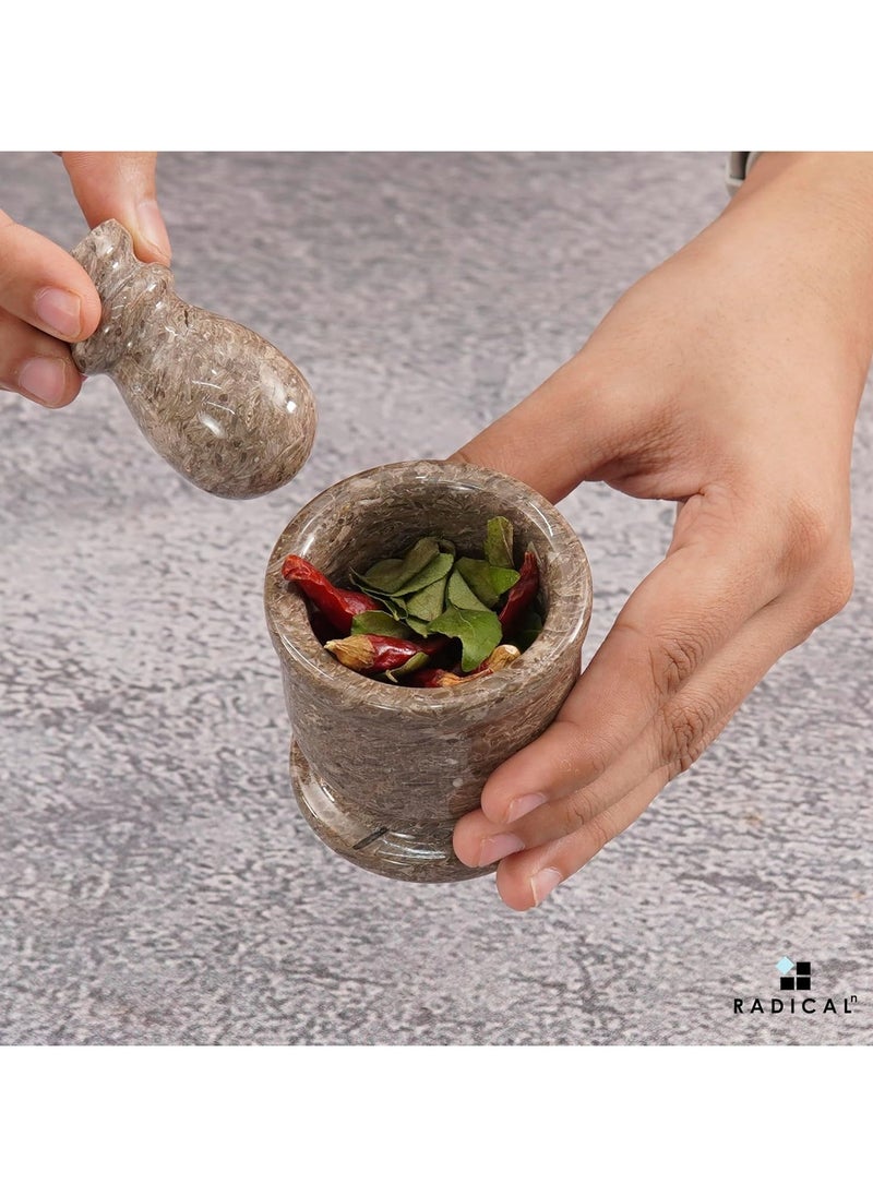 RADICALn Handmade Oceanic 2.5 Inches Mortar And Pestle Marble Granite Crusher  - Image 5