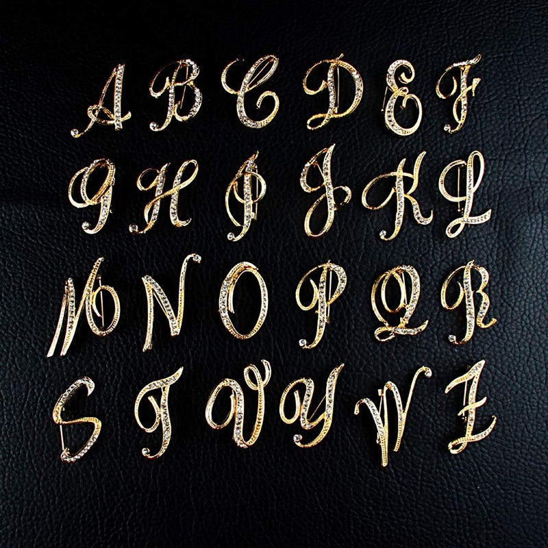 ETHOON Letter Brooch Pins Initial Rhinestone Brooch for Women Crafts Gold S - Image 3