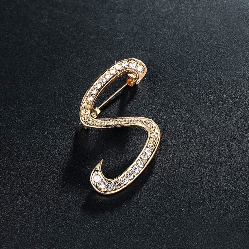 ETHOON Letter Brooch Pins Initial Rhinestone Brooch for Women Crafts Gold S - Image 5