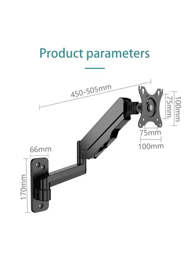 KALOC - KALOC Full Motion Gas Spring Monitor Arm for 17" to 35" Monitors with Load Capacity of 12 kg, VESA 100x100mm, Tilt Swivel and Rotation Functions, Black | KLC-M520 - Image 1