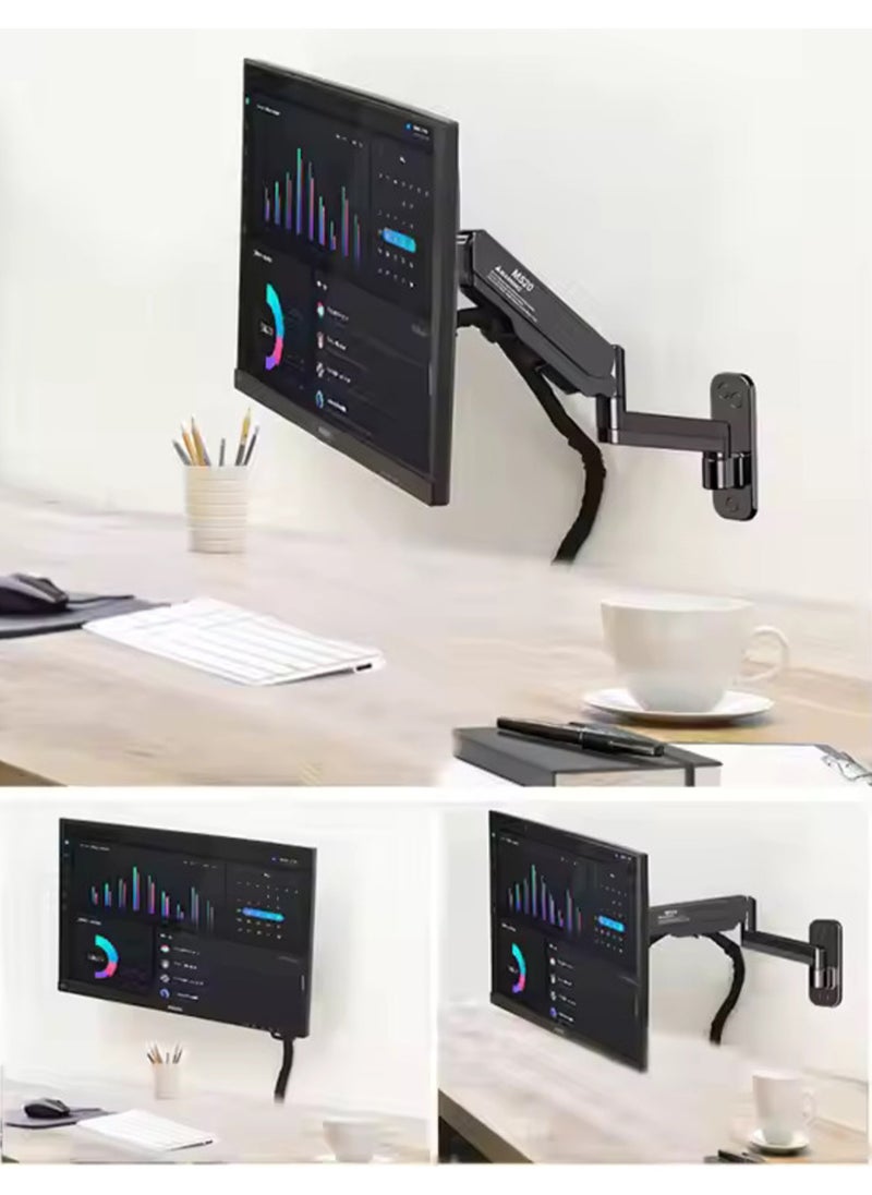 KALOC - KALOC Full Motion Gas Spring Monitor Arm for 17" to 35" Monitors with Load Capacity of 12 kg, VESA 100x100mm, Tilt Swivel and Rotation Functions, Black | KLC-M520 - Image 1